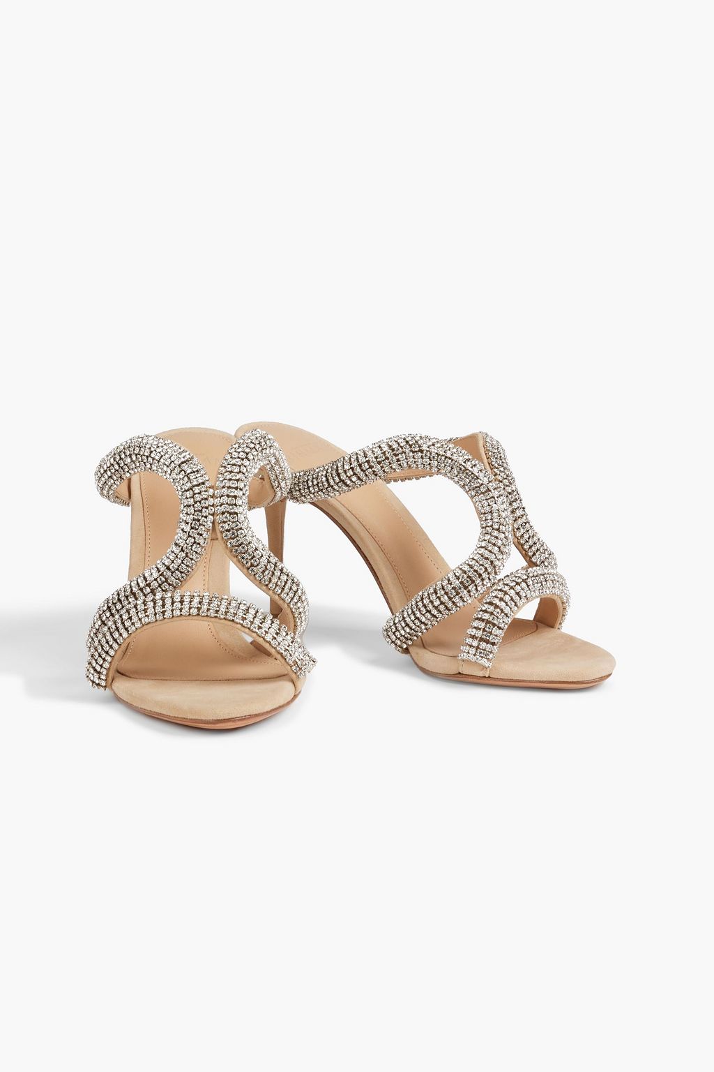 ALEXANDRE BIRMAN Cleo 85 crystal-embellished suede mules