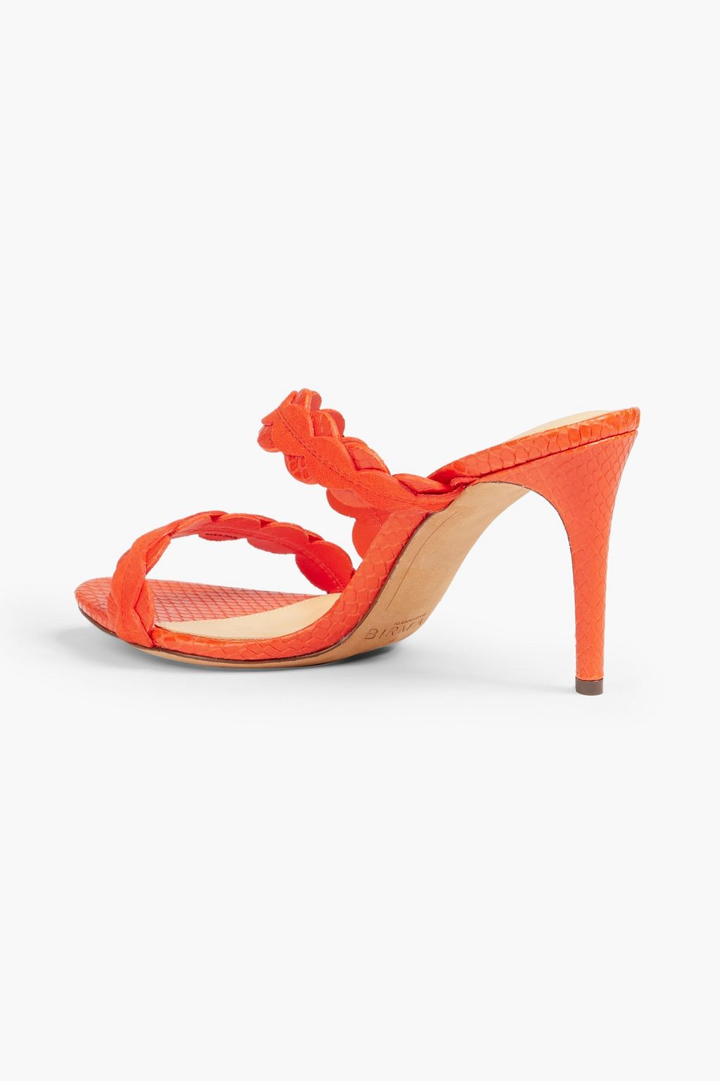ALEXANDRE BIRMAN Barbara 85 スエード&スネーク風レザー ミュール スカラップ