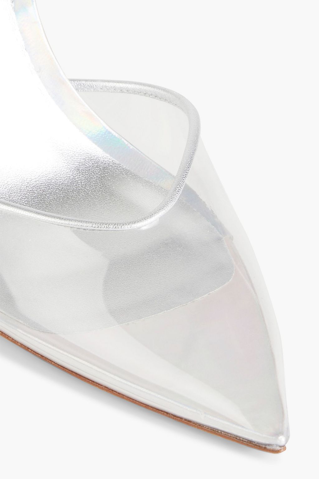 STUART WEITZMAN Stuart Xcurve 100 iridescent patent-leather and PVC slingback pumps