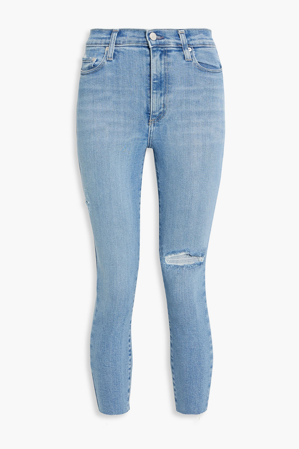 Nobody Denim Siren Distressed High-rise Skinny Jeans In Light Denim