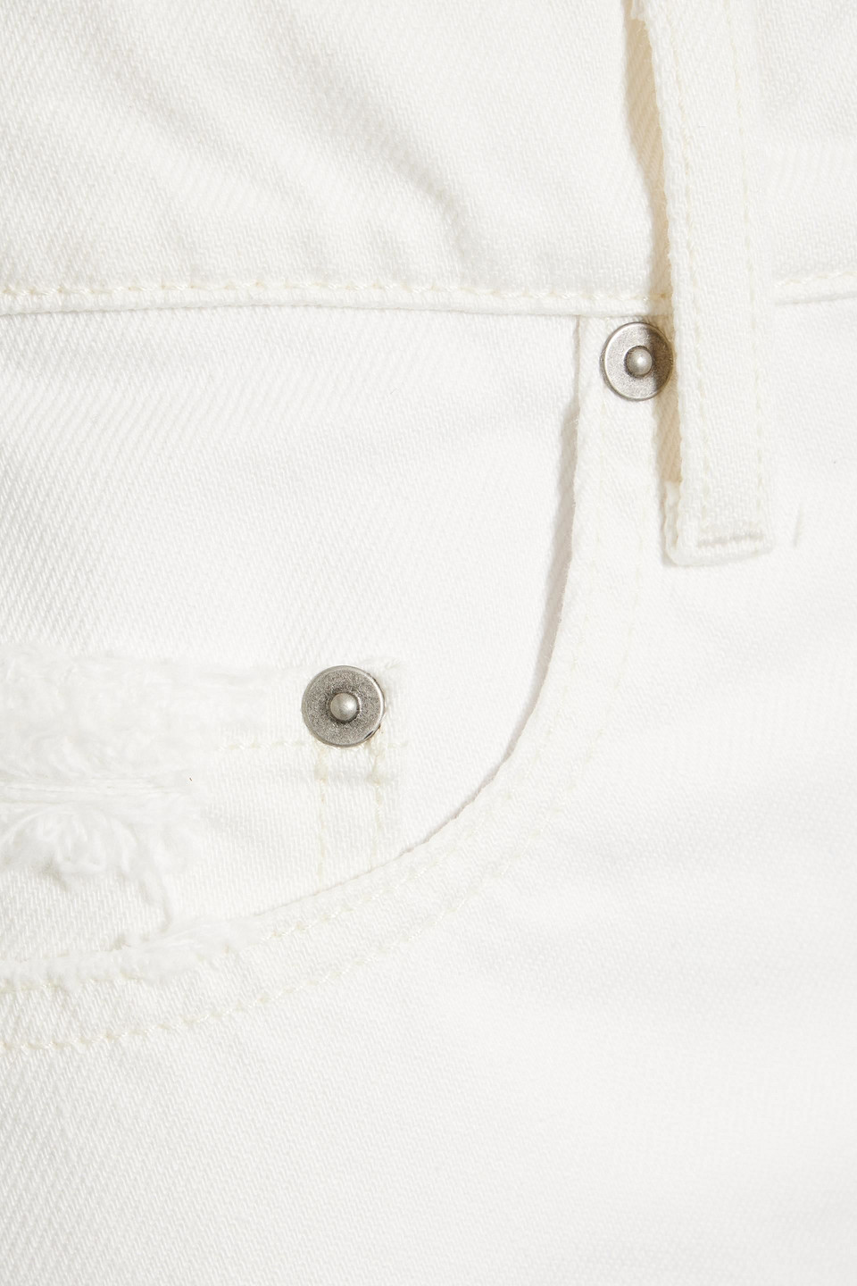 Nobody Denim Tyler Frayed Denim Shorts In Off-white