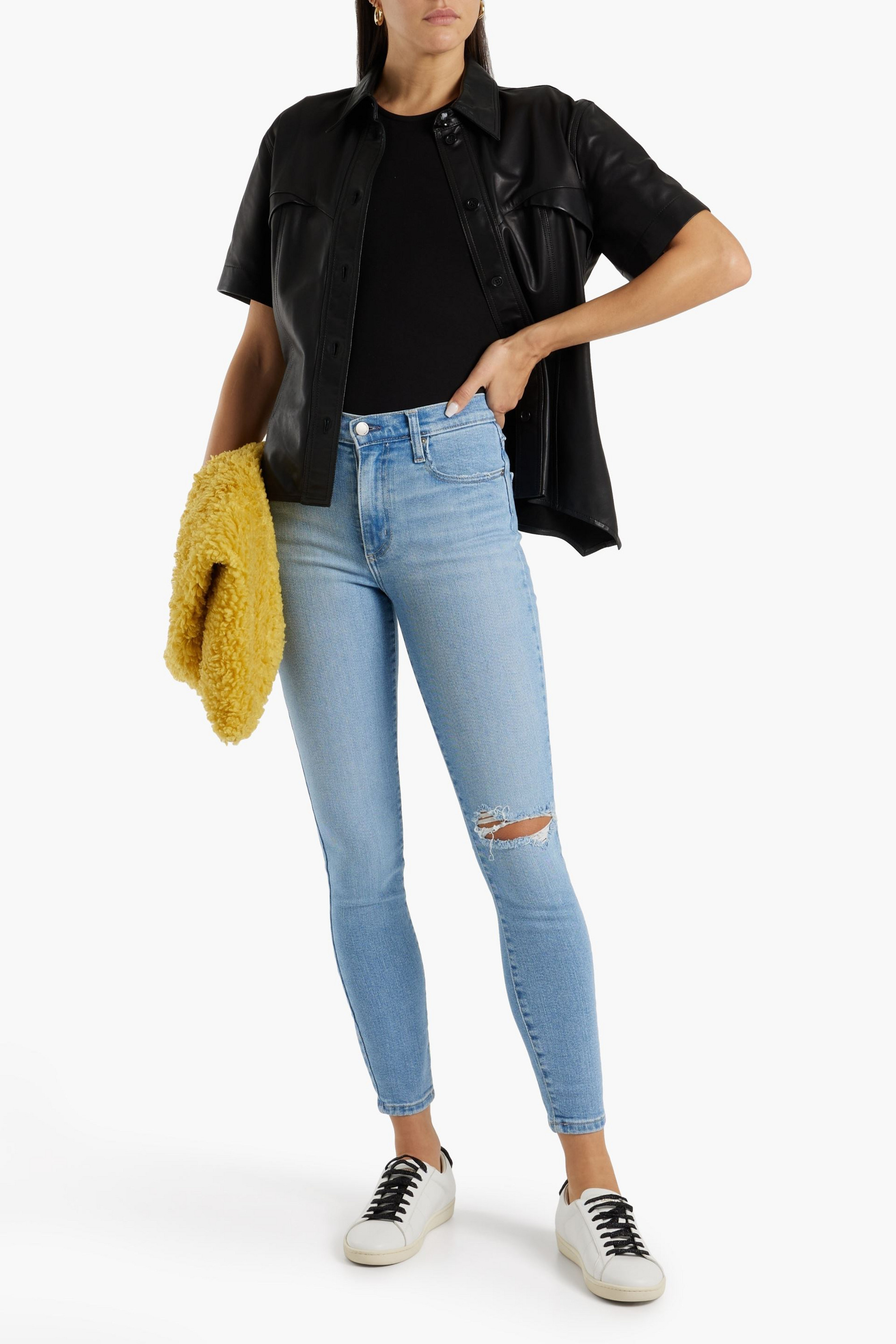 NOBODY DENIM Cult cropped distressed high-rise skinny jeans