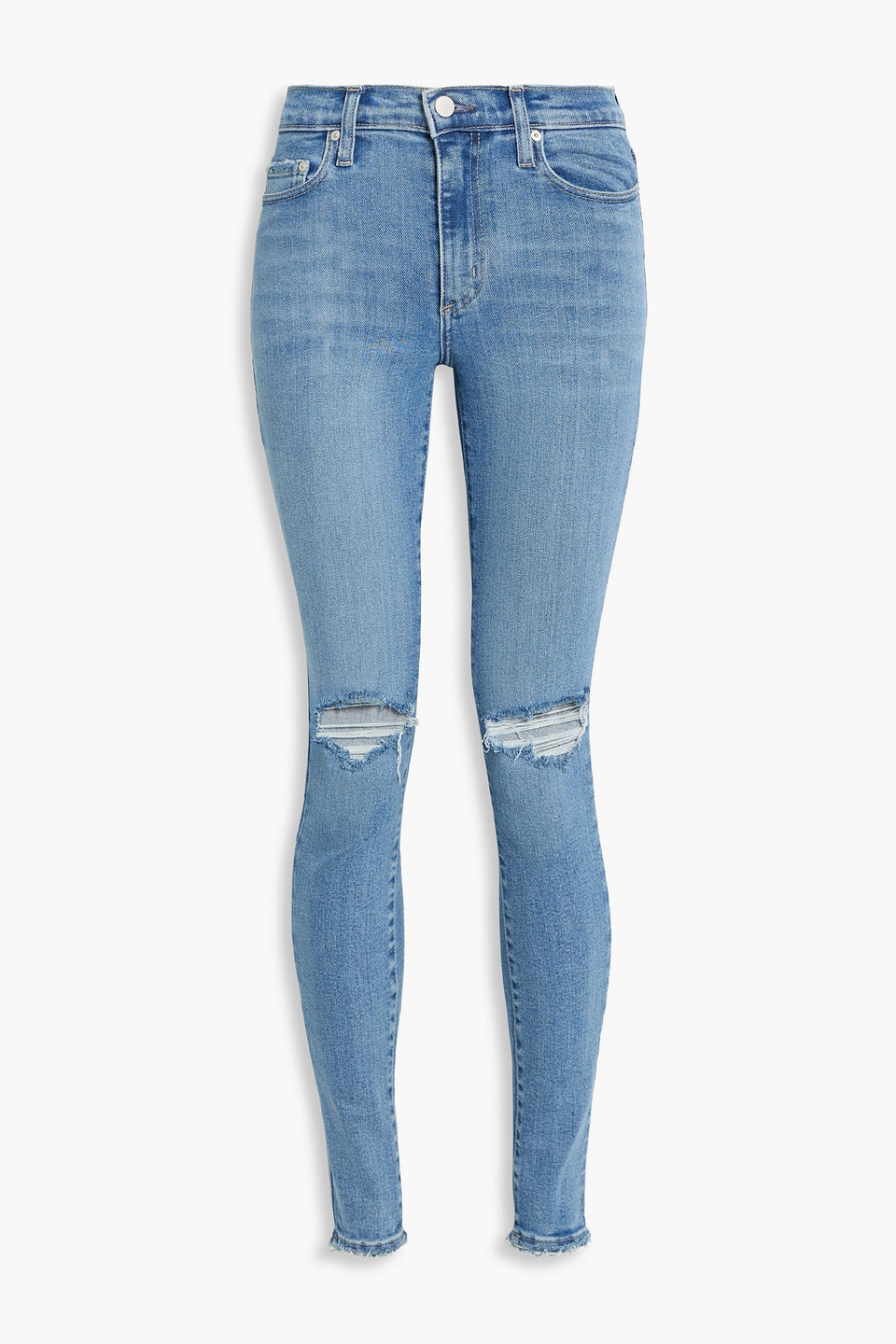 Nobody Denim Cult Distressed High-rise Skinny Jeans In Mid Denim