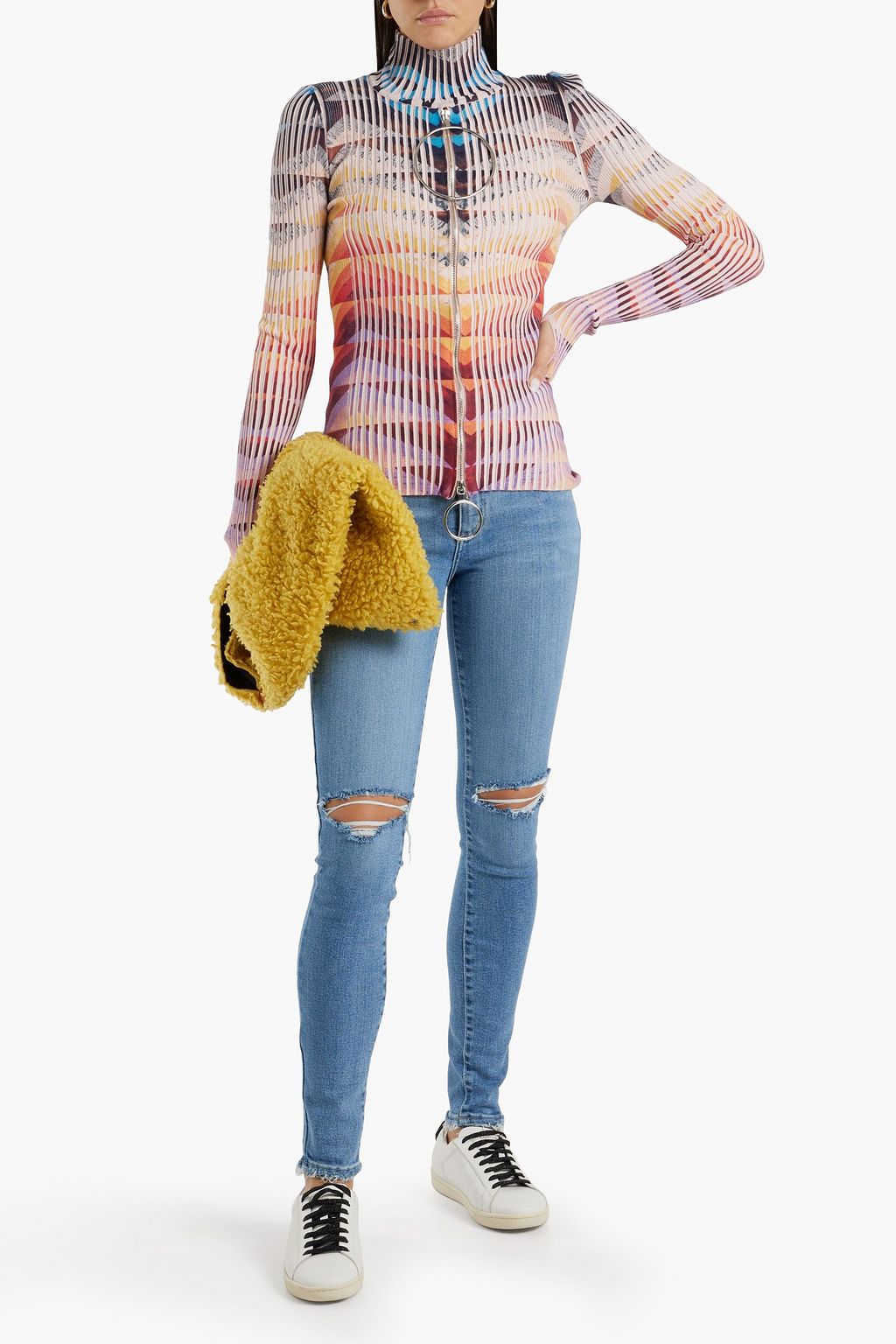 NOBODY DENIM بنطلون جينز «كالت» بخصر مرتفع وبقصة سكيني بتصميم ممزق