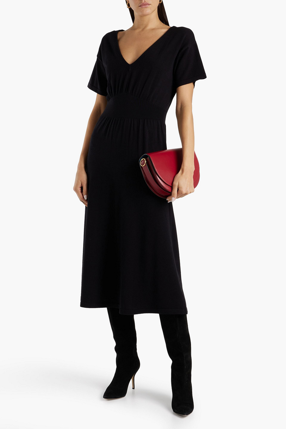 Shop Chinti & Parker Cotton Midi Dress In Black