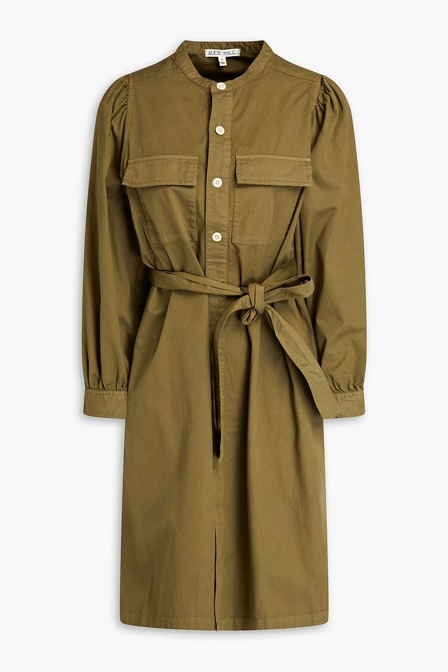 Jardin belted cotton-twill mini shirt dress
