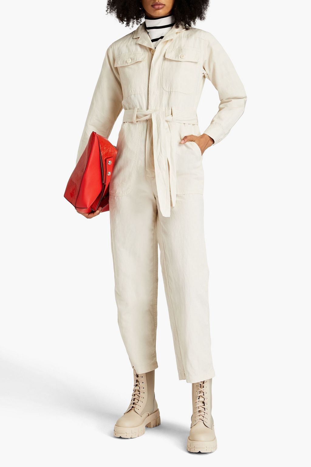 ALEX MILL Mel slub cotton and linen-blend twill jumpsuit | THE OUTNET