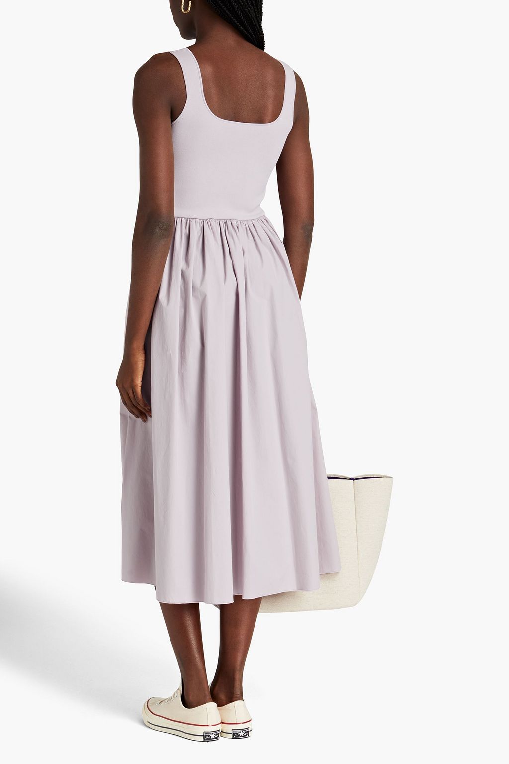 THEORY Knitpaneled stretchcotton poplin midi dress THE