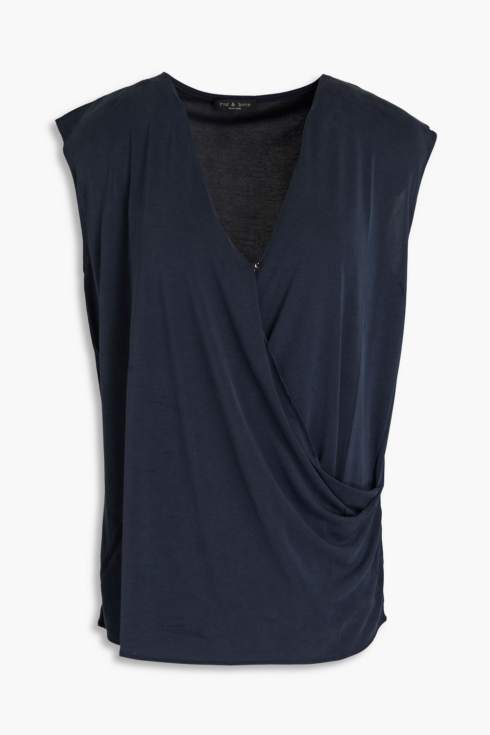 Shop Rag & Bone Christy Wrap-effect Modal-blend Jersey Top In Midnight Blue