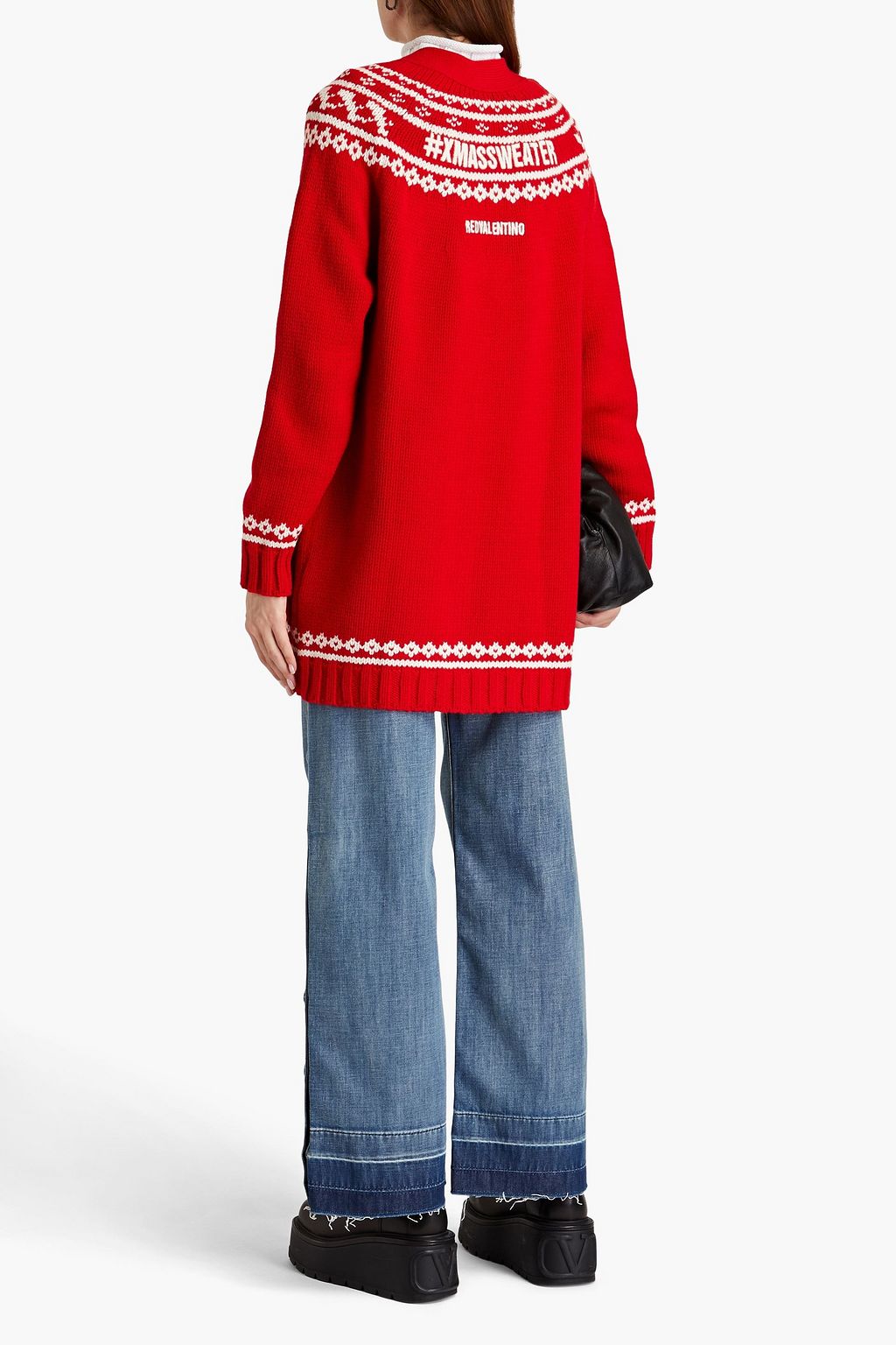 REDVALENTINO Jacquard-knit wool-blend cardigan