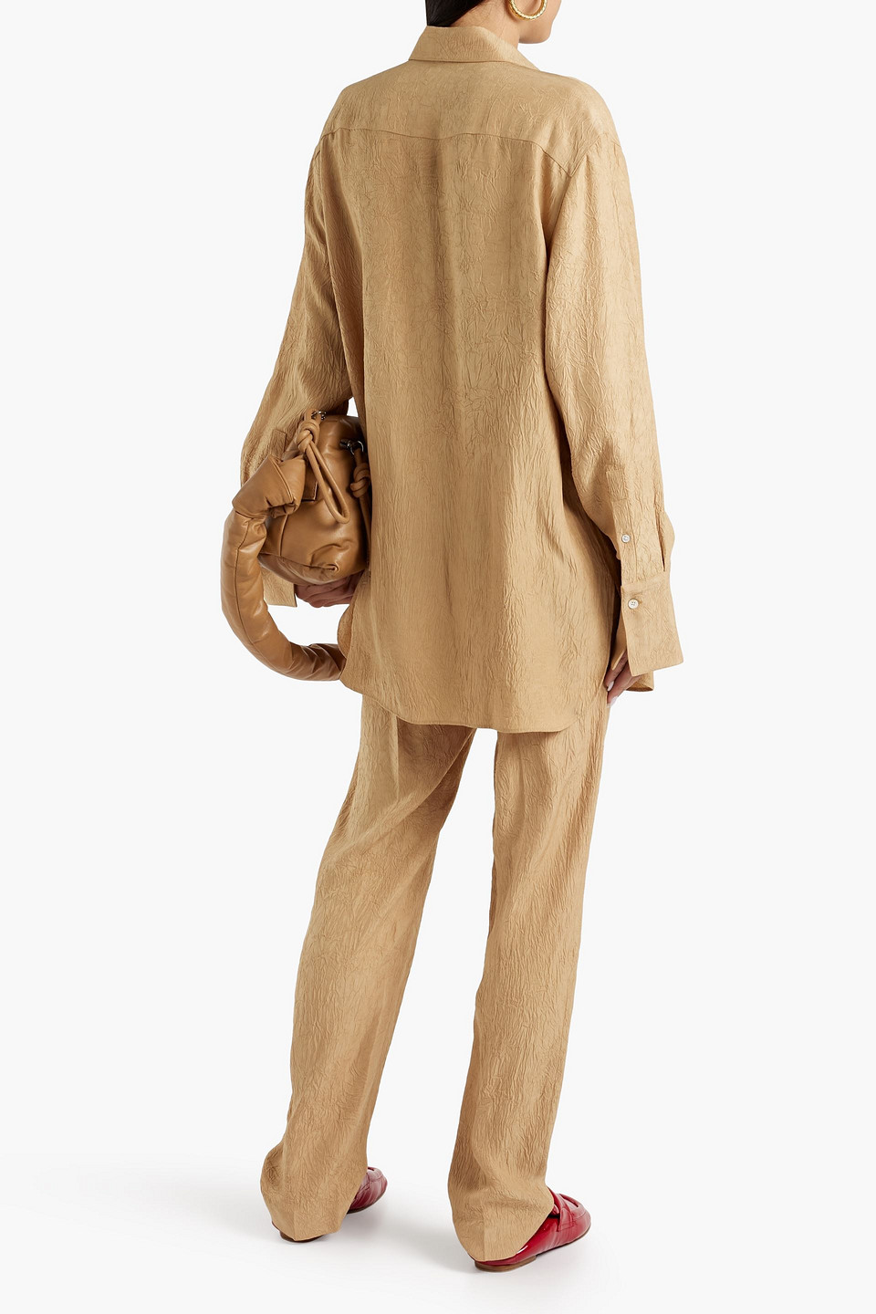 Shop Joseph Brooks Crinkled-satin Shirt In Sand