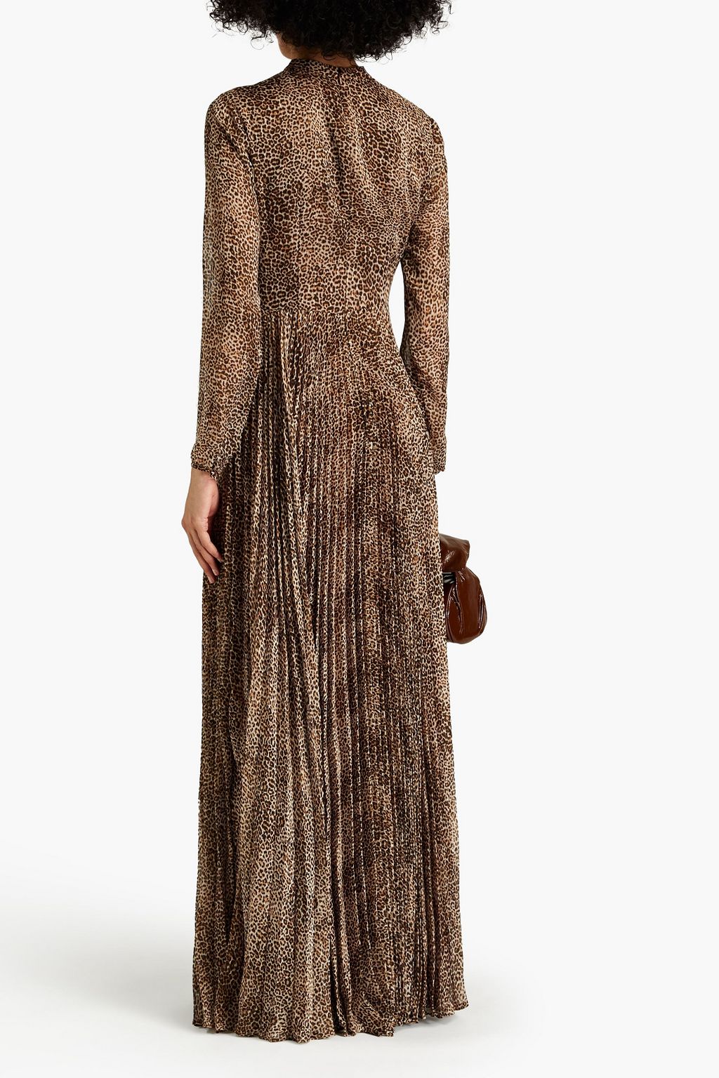 MIKAEL AGHAL Pleated leopard-print jacquard maxi dress