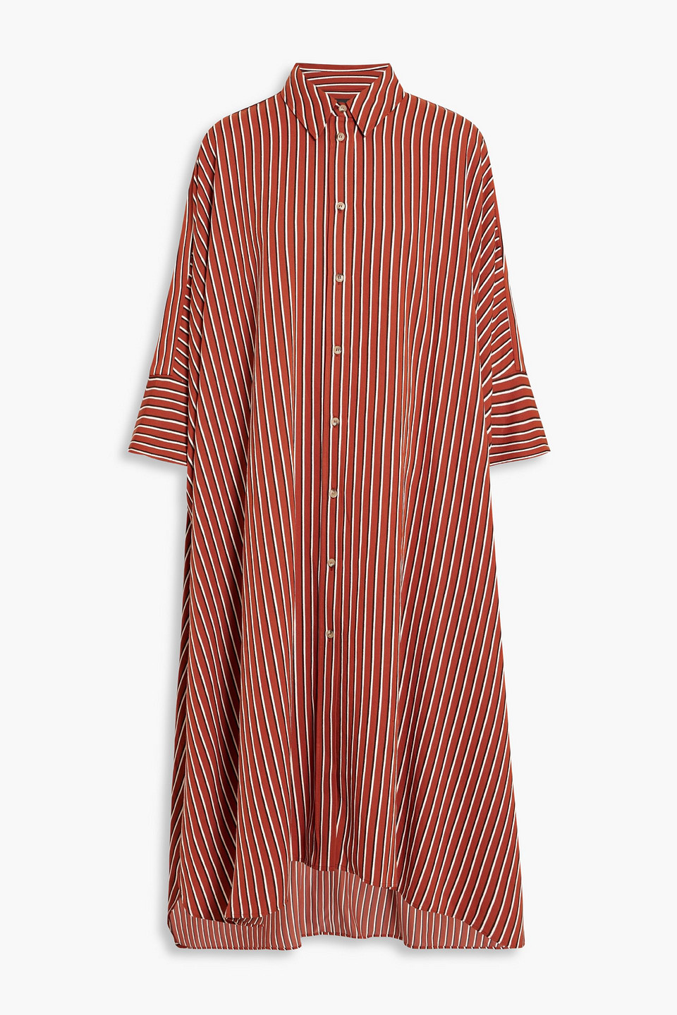 Joseph Diana Striped Twill Midi Shirt Dress In Brick