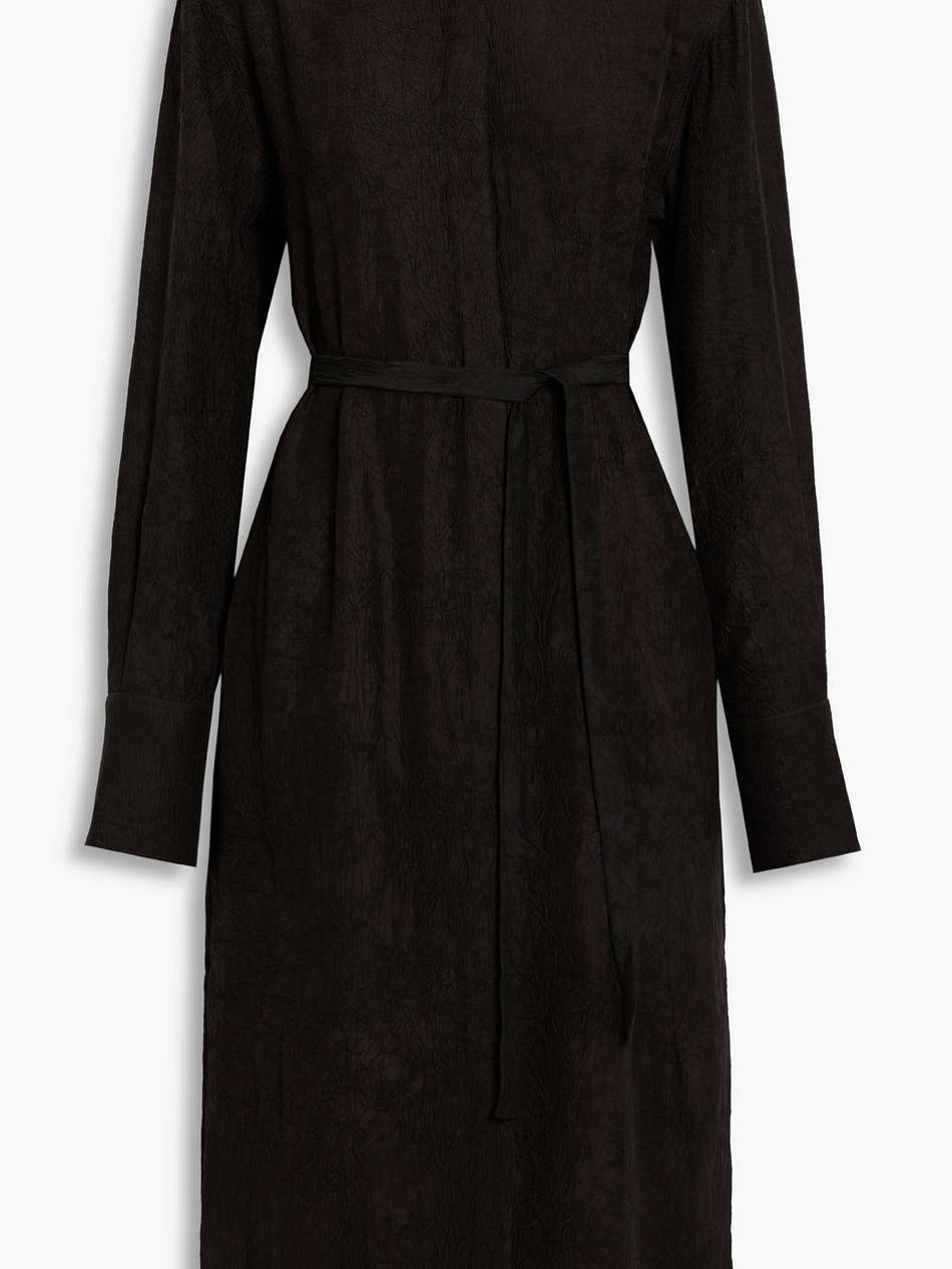 dold crinkled-satin midi shirt dress