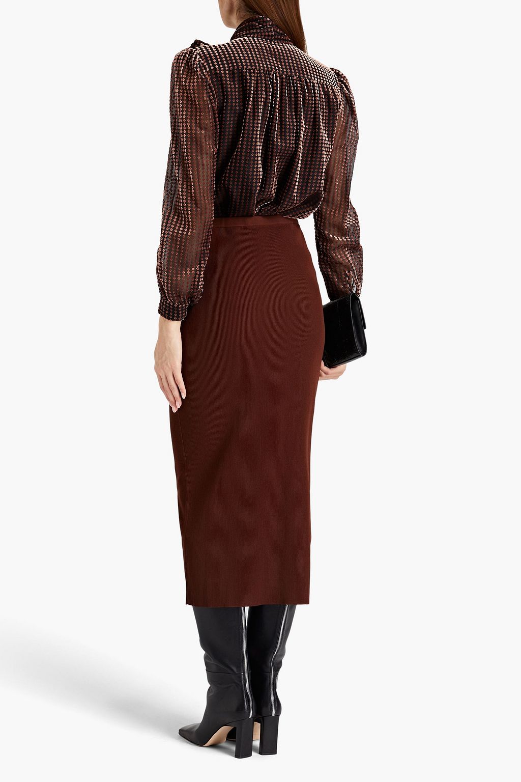 DIANE VON FURSTENBERG Harvey pussy-bow flocked tulle blouse