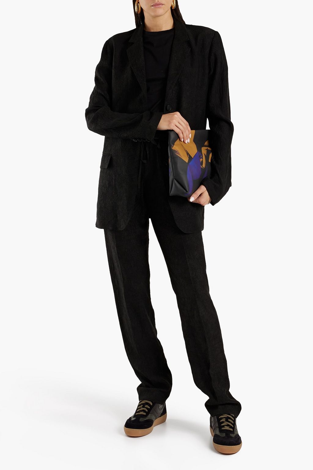 JOSEPH Tad Hose mit schmalem Bein aus Satin in Knitteroptik