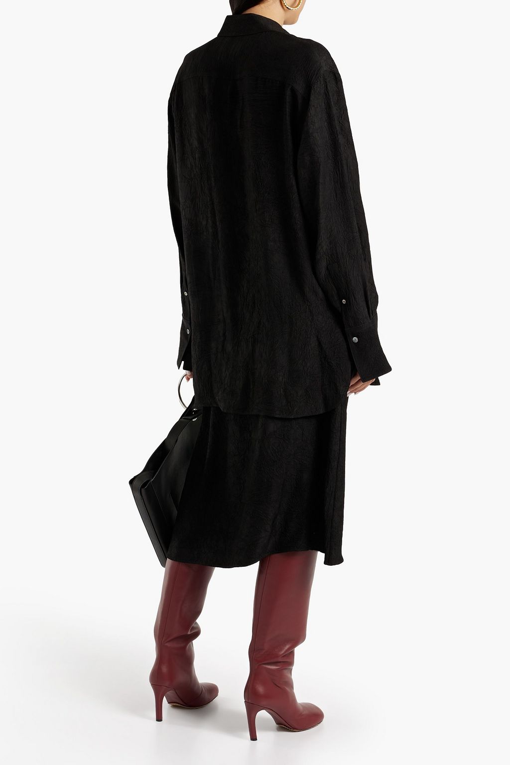 JOSEPH Sabra crinkled-satin midi skirt