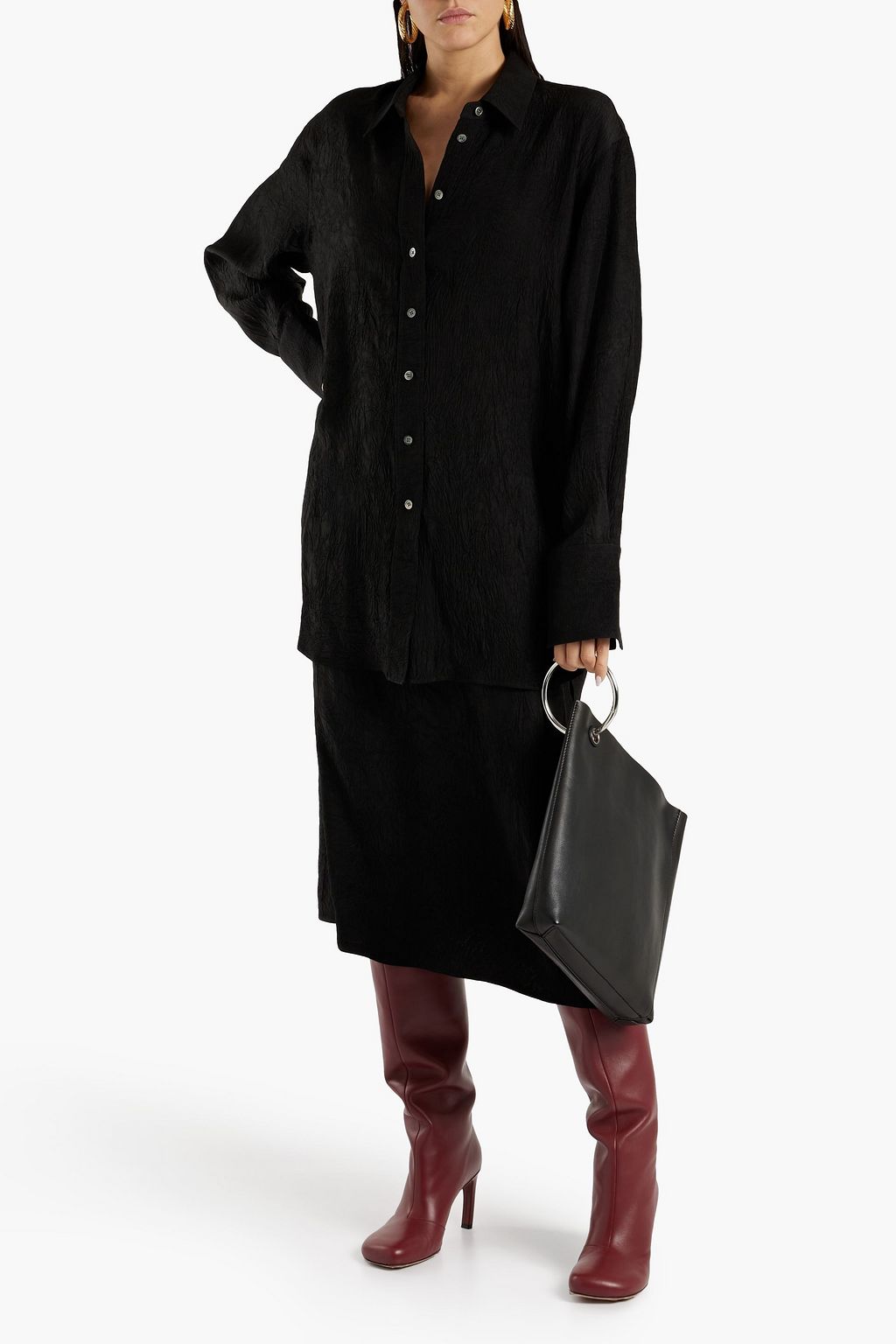 JOSEPH Sabra crinkled-satin midi skirt