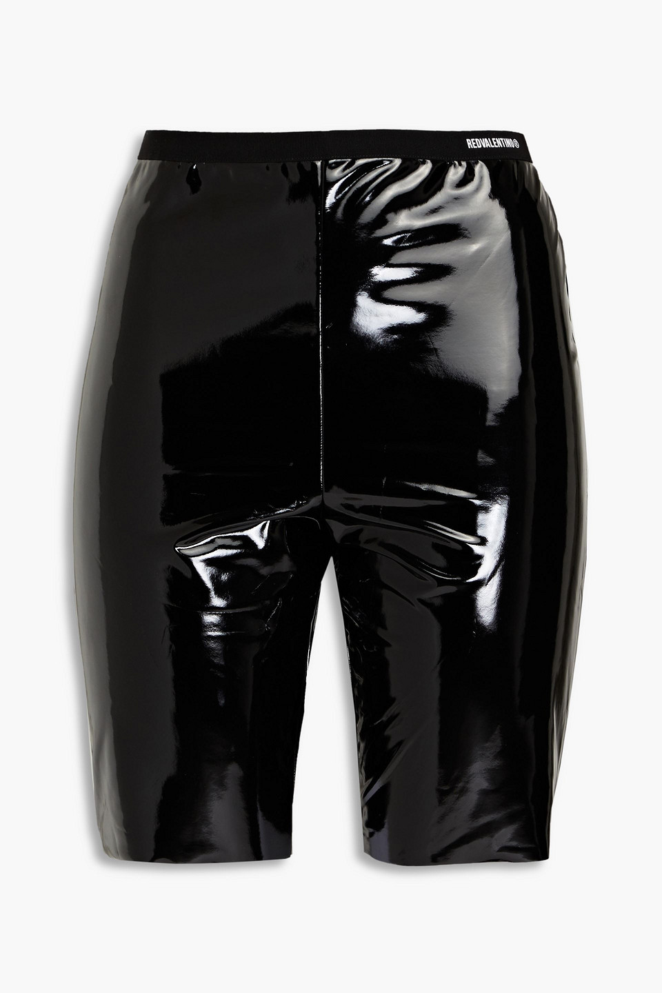 Red Valentino Stretch-vinyl Shorts In Black