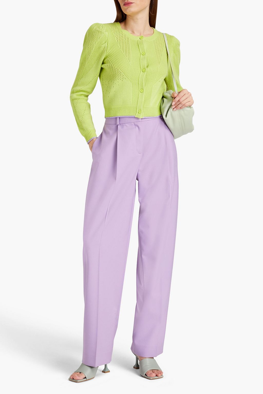 DIANE VON FURSTENBERG Timmy metallic pointelle-knit wool-blend cardigan