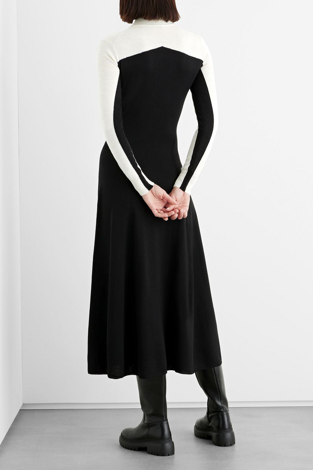 IRIS & INK Willow zweifarbiges Midikleid aus Merinowolle
