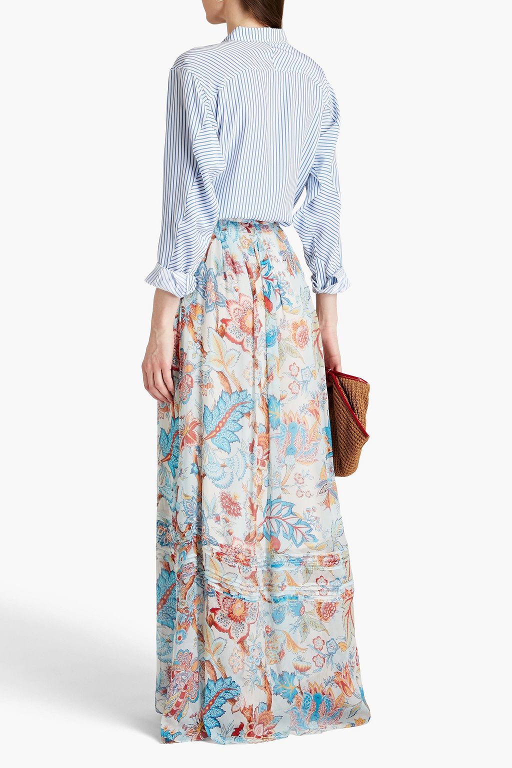 ETRO Gathered floral-print silk-crepon maxi skirt