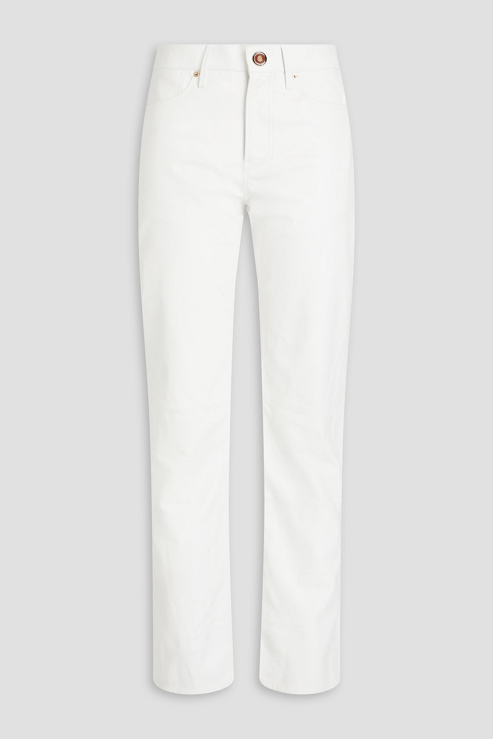 Gabriela Hearst Charles Leather Straight-leg Pants In White