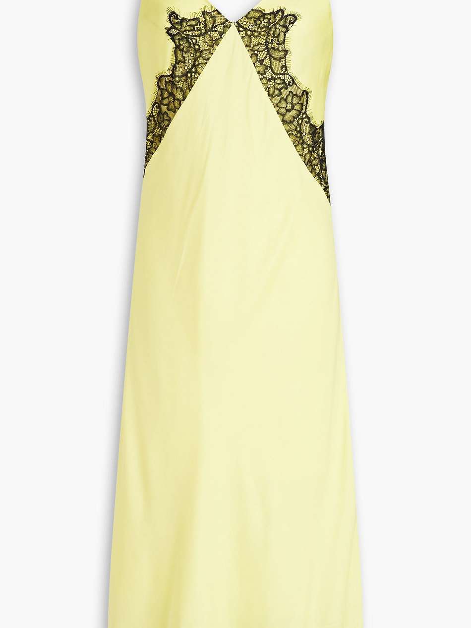 logan lace-trimmed silk-blend satin midi slip dress