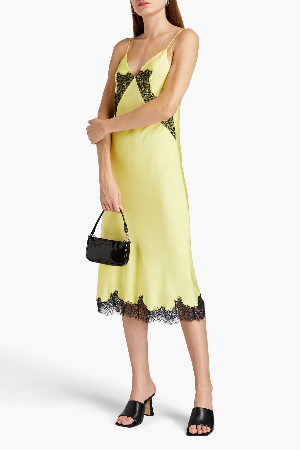 RAG & BONE Logan lace-trimmed silk-blend satin-twill midi slip dress