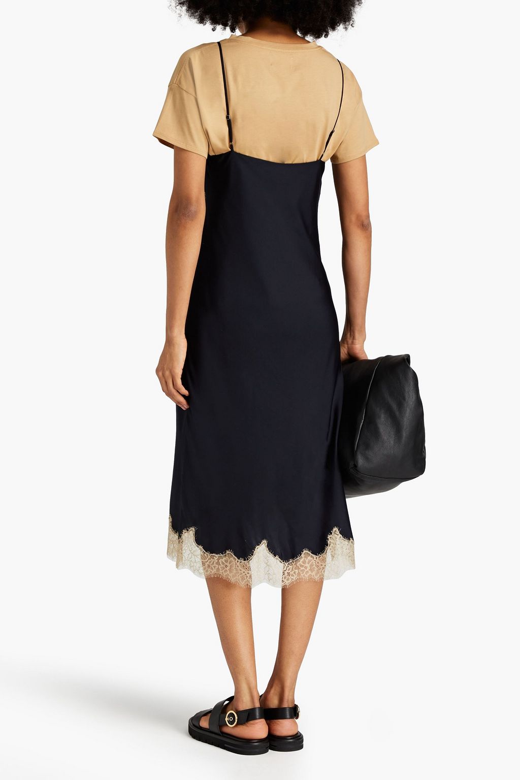 RAG & BONE Logan lace-trimmed silk-blend satin-twill midi slip dress