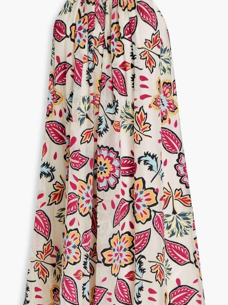 bailey gathered floral-print devoré georgette mini dress