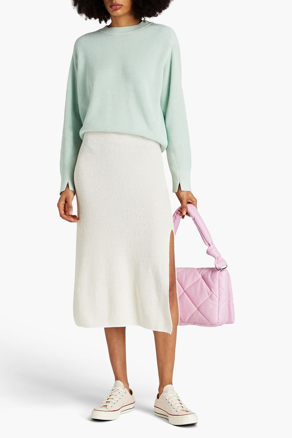 RAG & BONE Soleil ribbed cotton-blend midi skirt