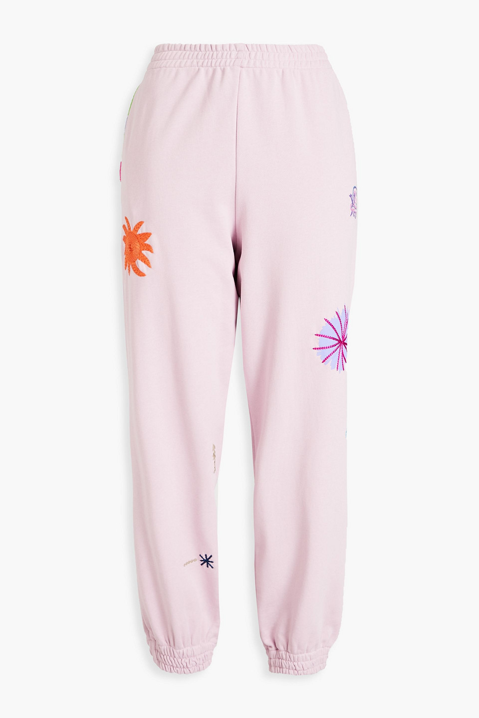 Mcq By Alexander Mcqueen Embroidered Cotton Jersey Sweatpants In Viola