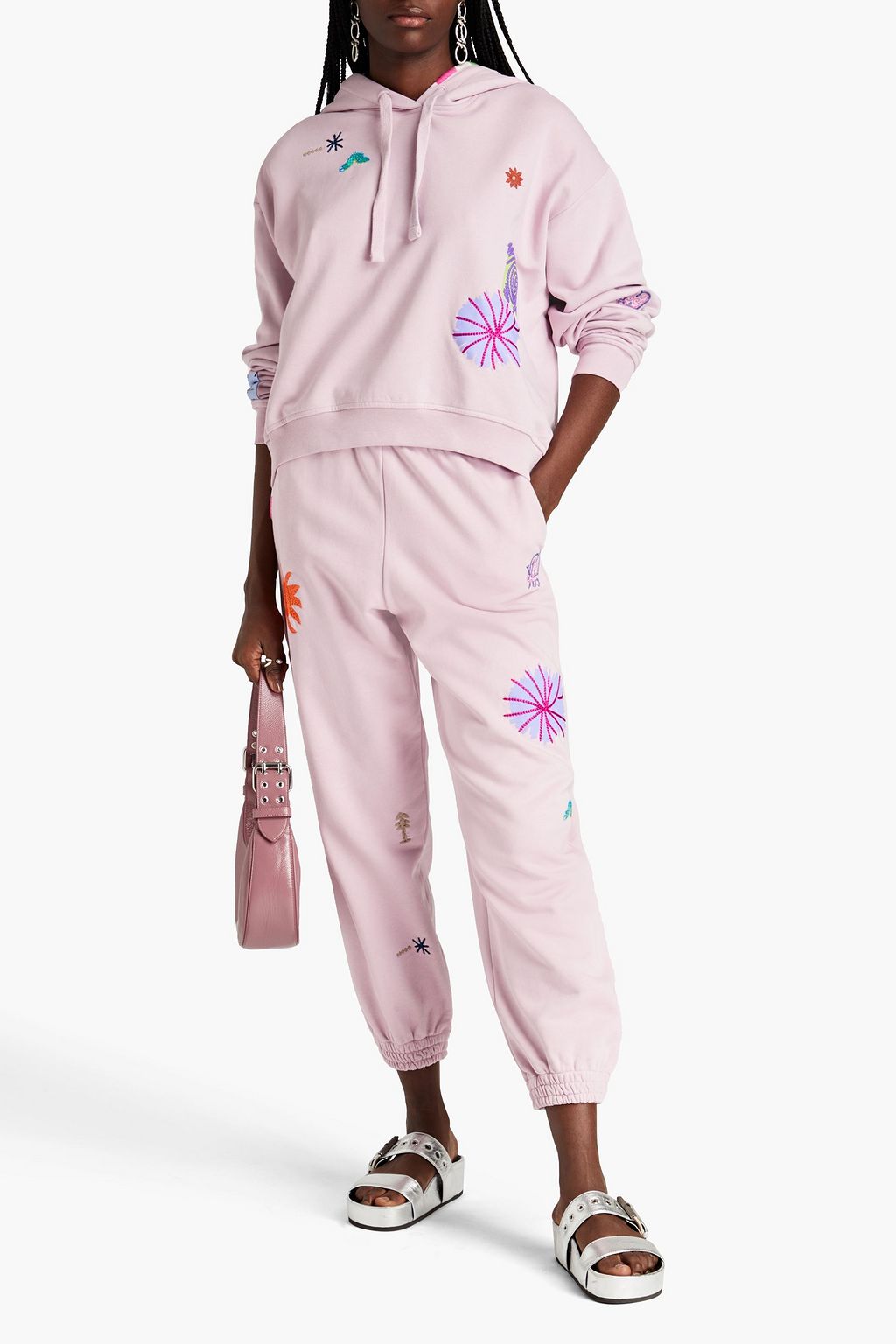 MCQ ALEXANDER MCQUEEN Embroidered printed French cotton-terry track pants