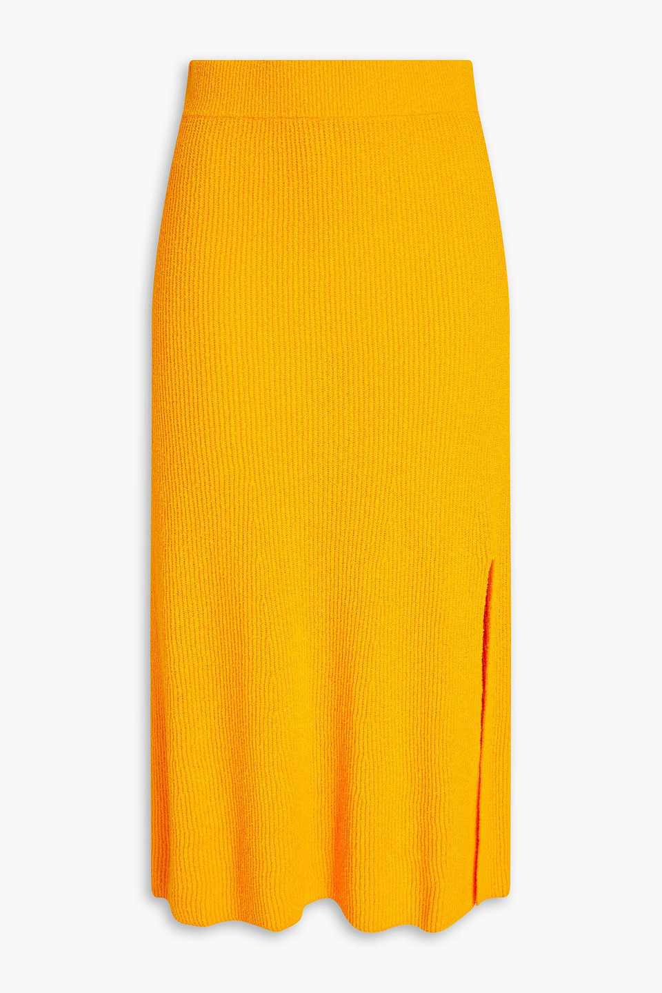 Rag & Bone Soleil Ribbed Cotton-blend Midi Skirt In Marigold