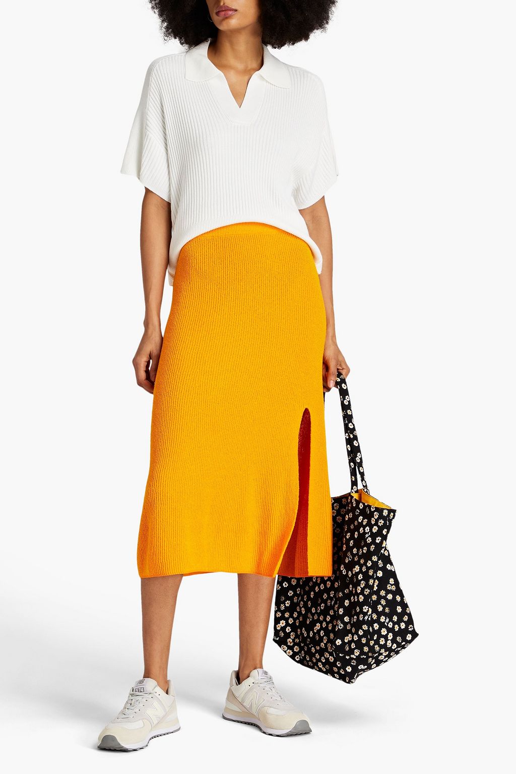 RAG & BONE Soleil ribbed cotton-blend midi skirt