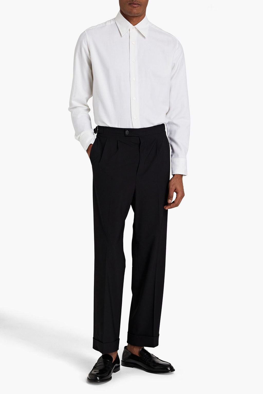 DUNHILL Cotton and cashmere-blend twill shirt