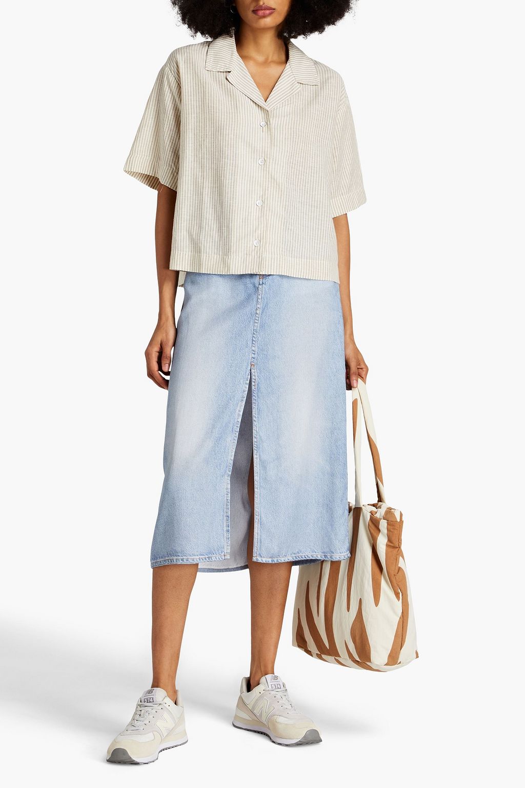 RAG & BONE 오버사이즈 스트라이프 모달 리넨 혼방 셔츠