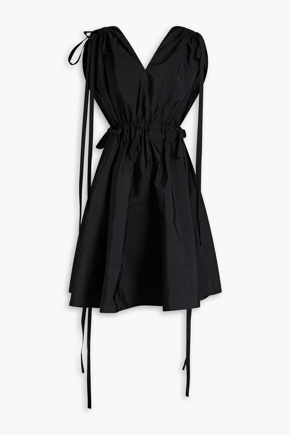 Red Valentino Gathered Shell Midi Dress In Black