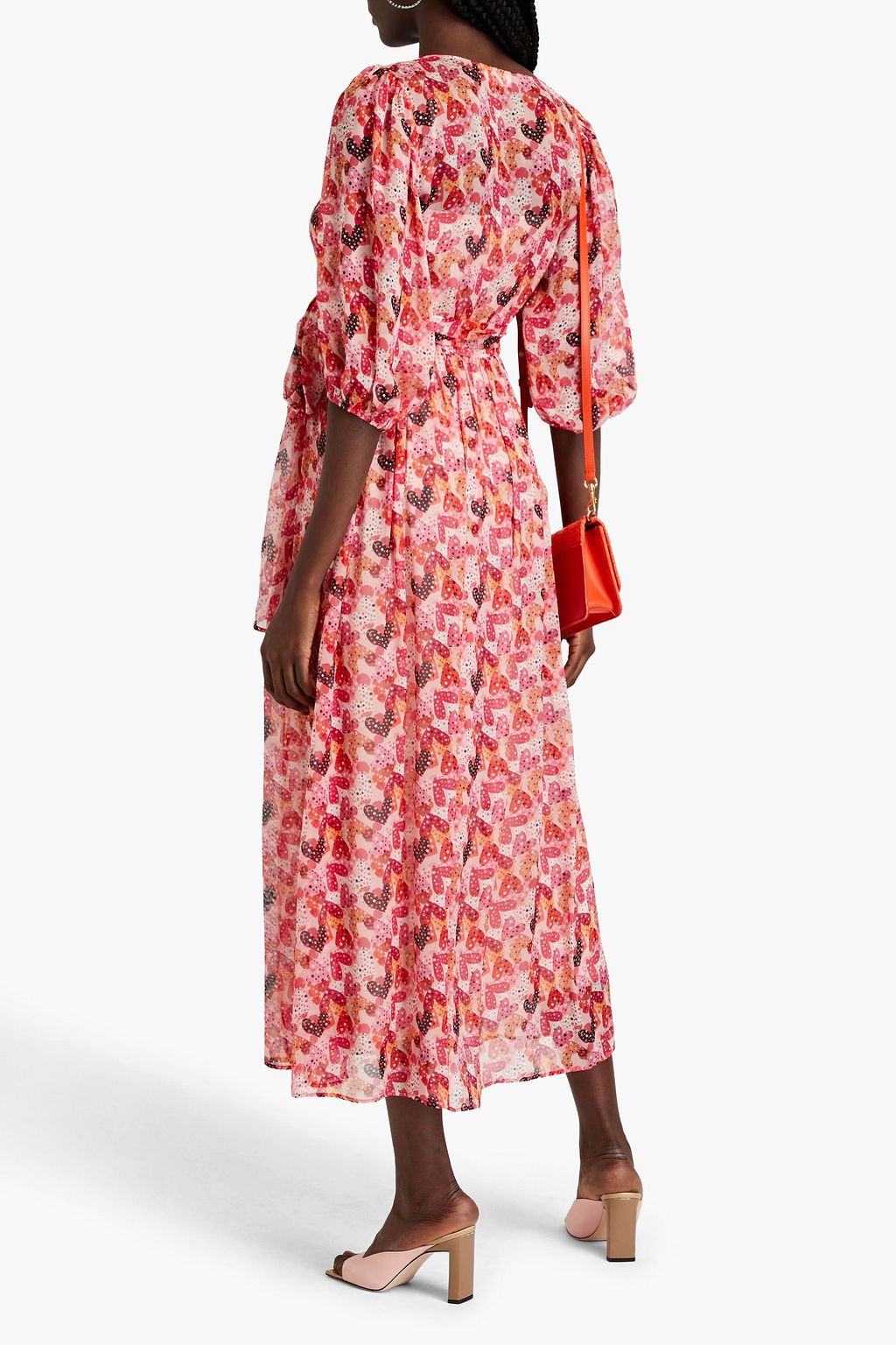 REDVALENTINO Printed silk-voile midi wrap dress