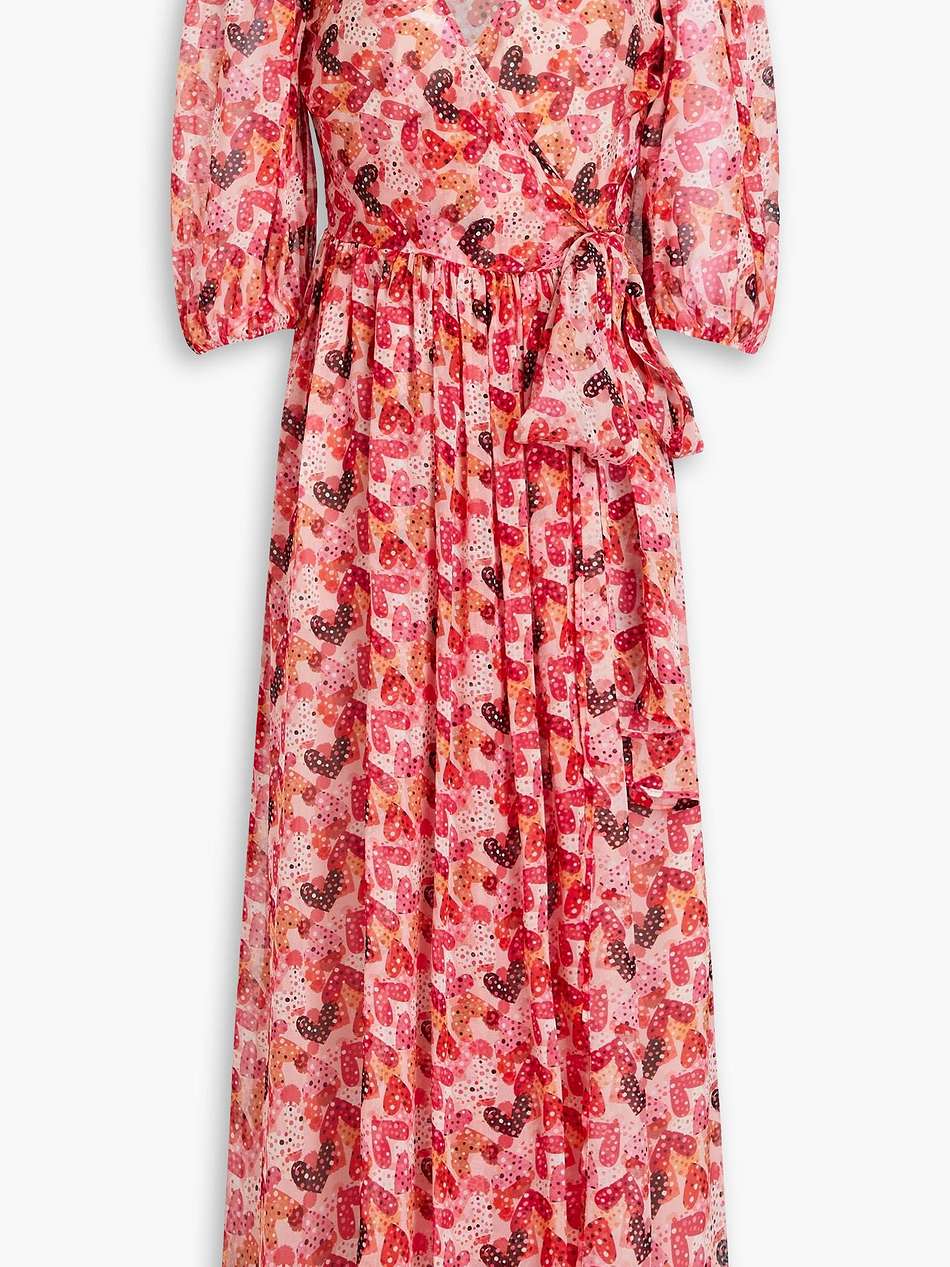 printed silk-voile midi wrap dress