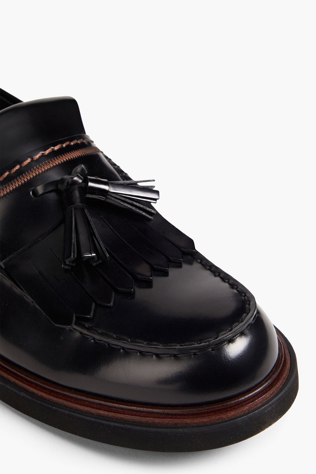 TOD'S Tasseled glossed-leather loafers