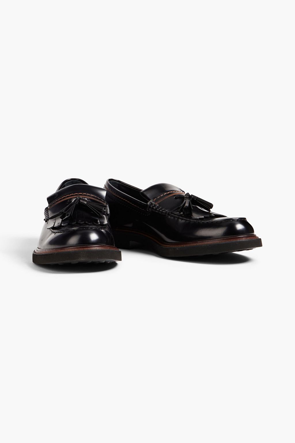 TOD'S Tasseled glossed-leather loafers