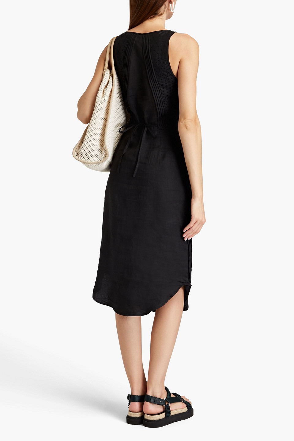 Shop Rag & Bone Criseli Broderie Anglaise Ramie Midi Dress In Black