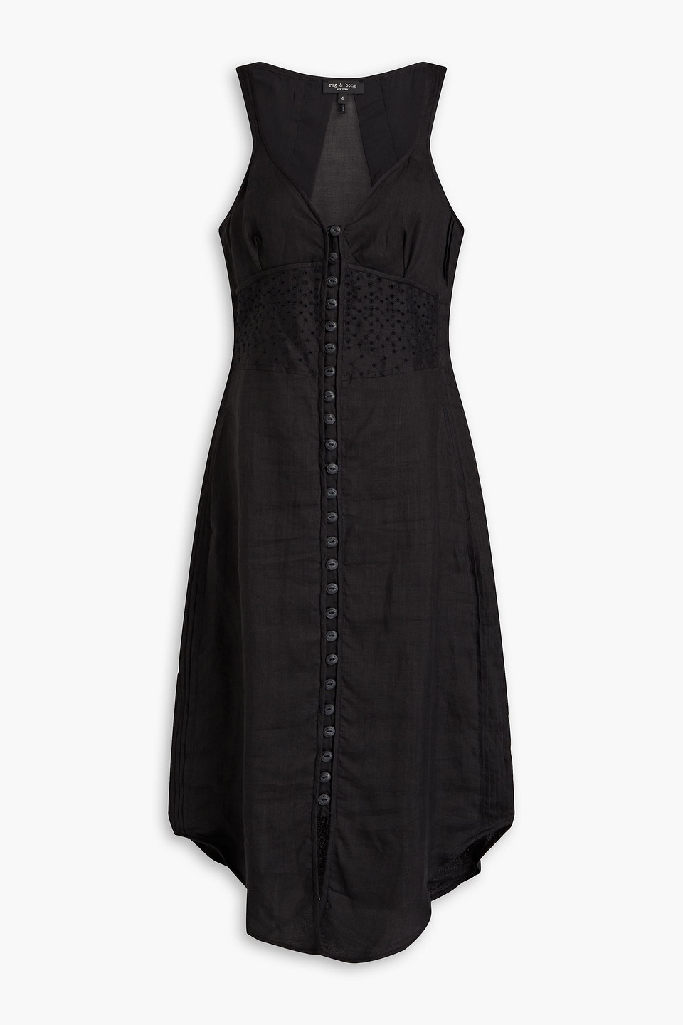 Shop Rag & Bone Criseli Broderie Anglaise Ramie Midi Dress In Black