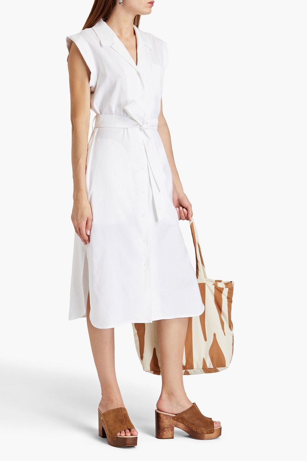 RAG & BONE Helena Hemdkleid aus einer Leinenmischung in Midilänge mit Gürtel