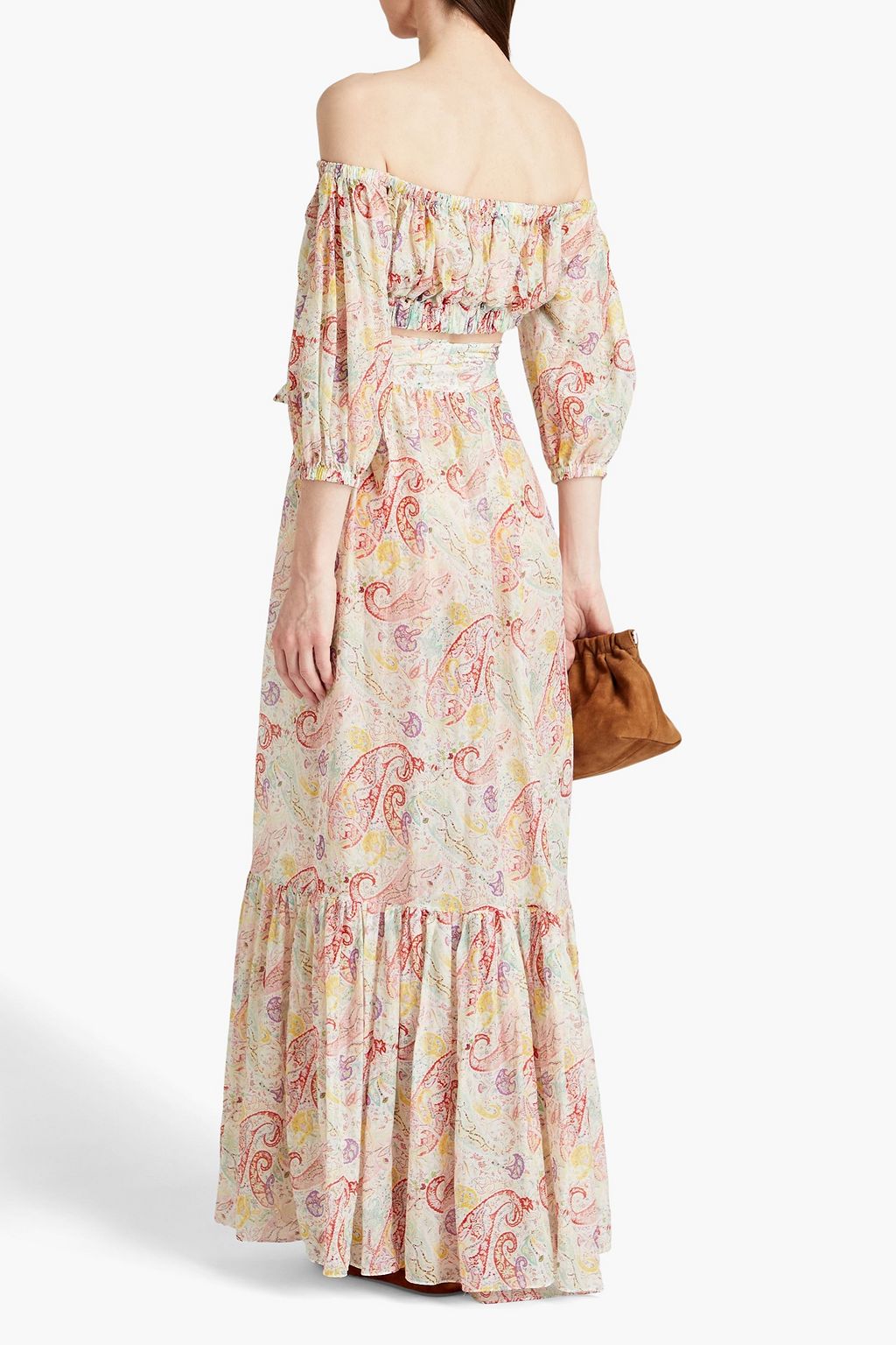 ETRO تنورة طويلة من الفوال المصنوع من مزيج الحرير والقطن مزينة بطبعات بيزلي