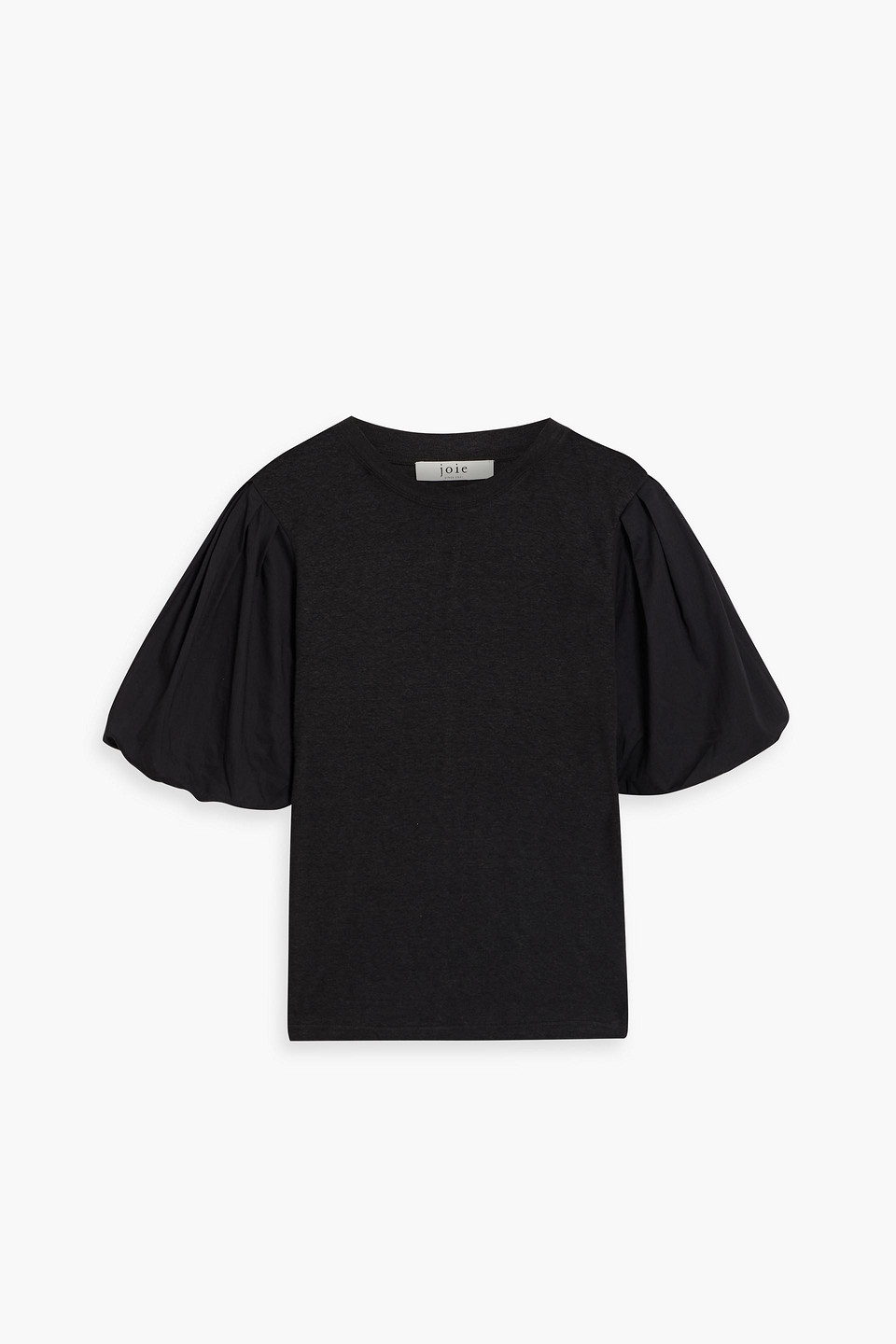 Joie Libby Poplin-paneled Linen-blend Jersey Top In Charcoal