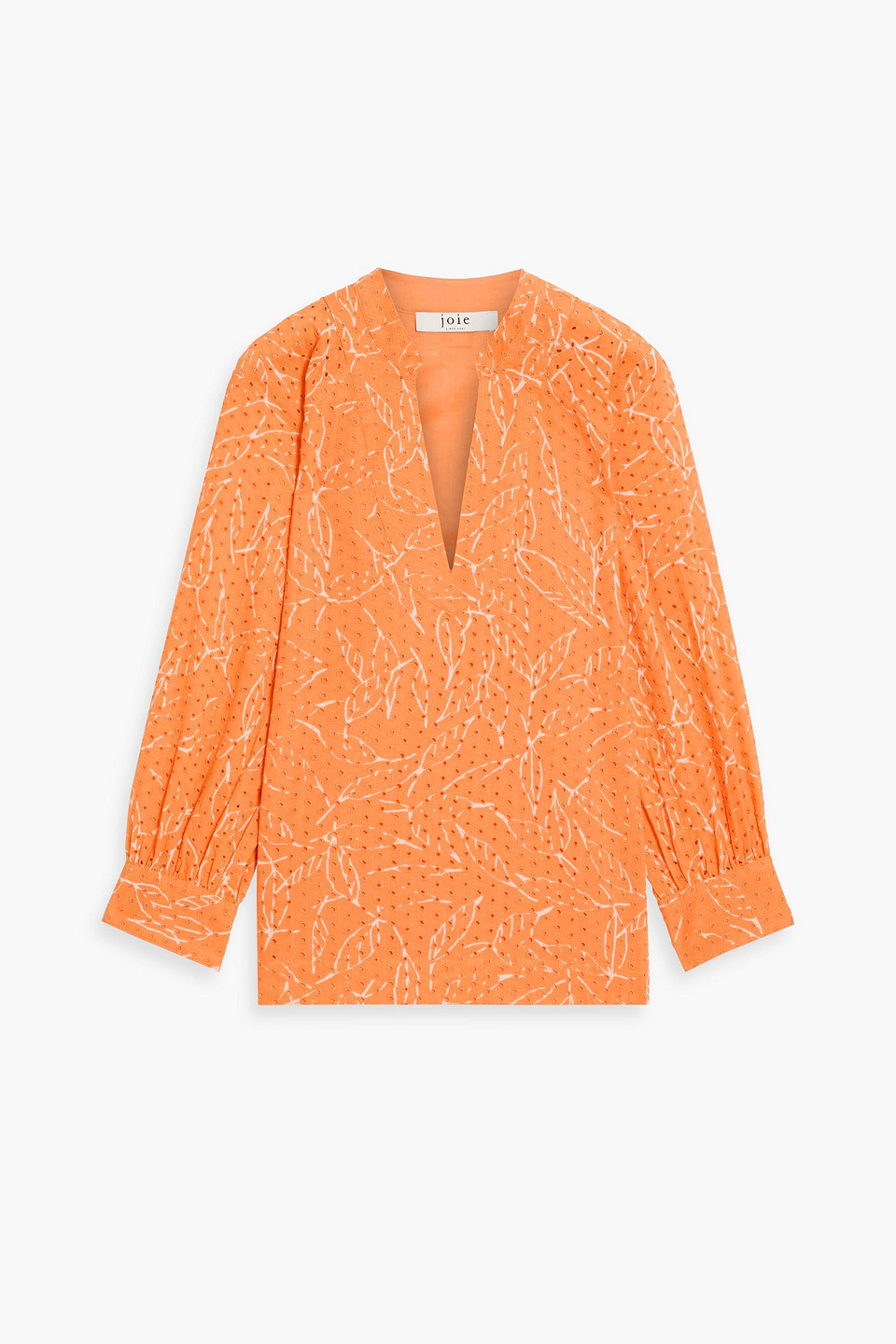 Joie Perci Printed Broderie Anglaise Cotton Top In Orange