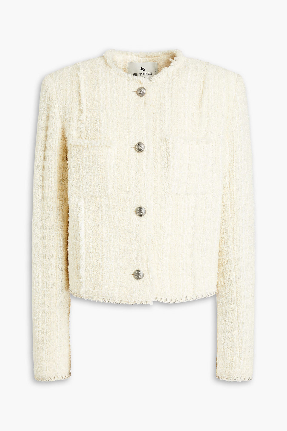 Etro Wool-blend Tweed Jacket In White